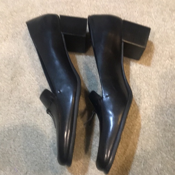 EASY SPIRIT Samurai Black Leather Block Heeled Tassel Loafers Slip On Shoe-10 - Picture 6 of 10